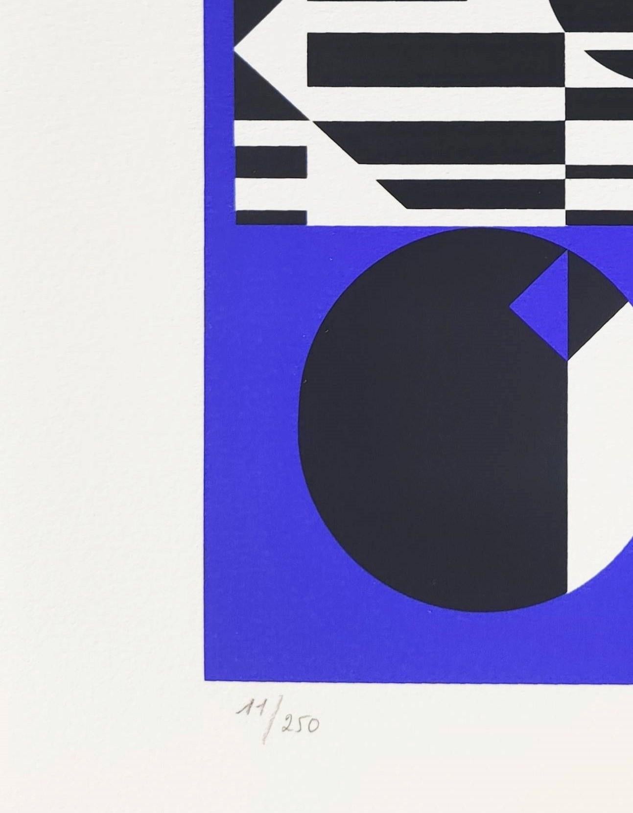 OB-Bleu - Purple Interior Print by Victor Vasarely