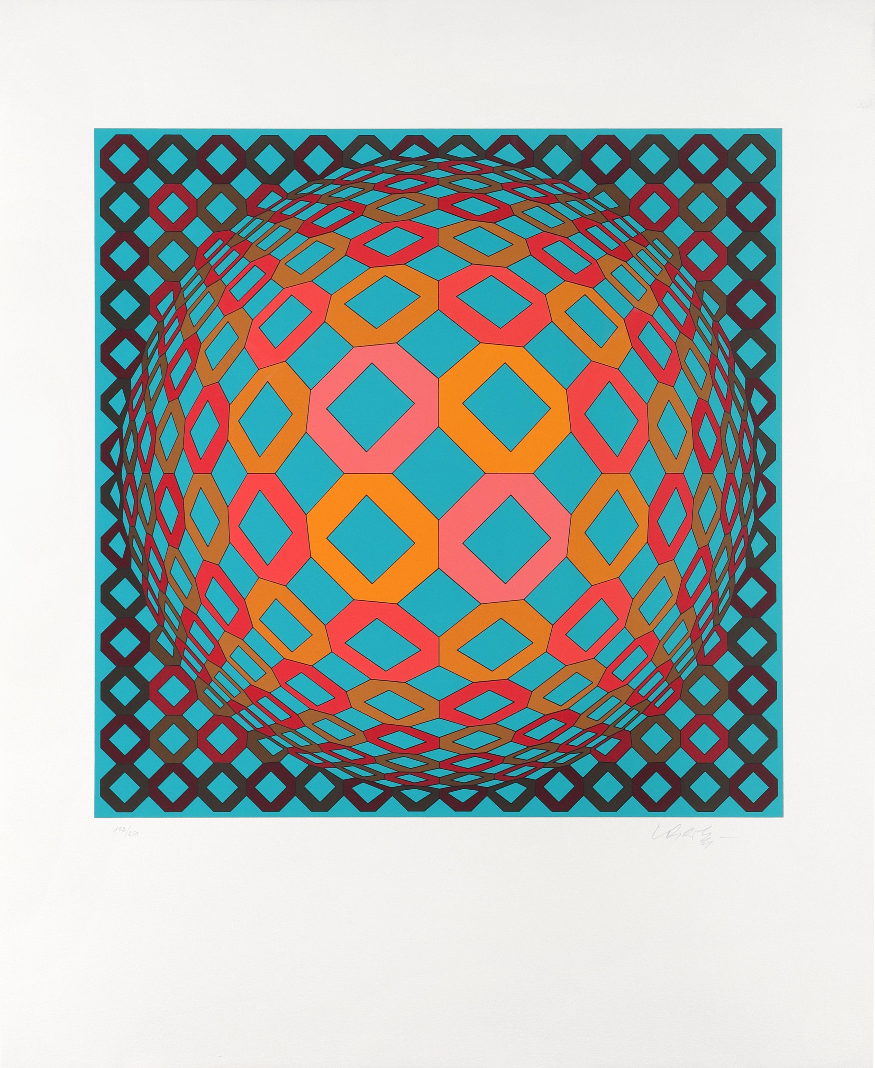 Victor Vasarely Abstract Print - Okta-2