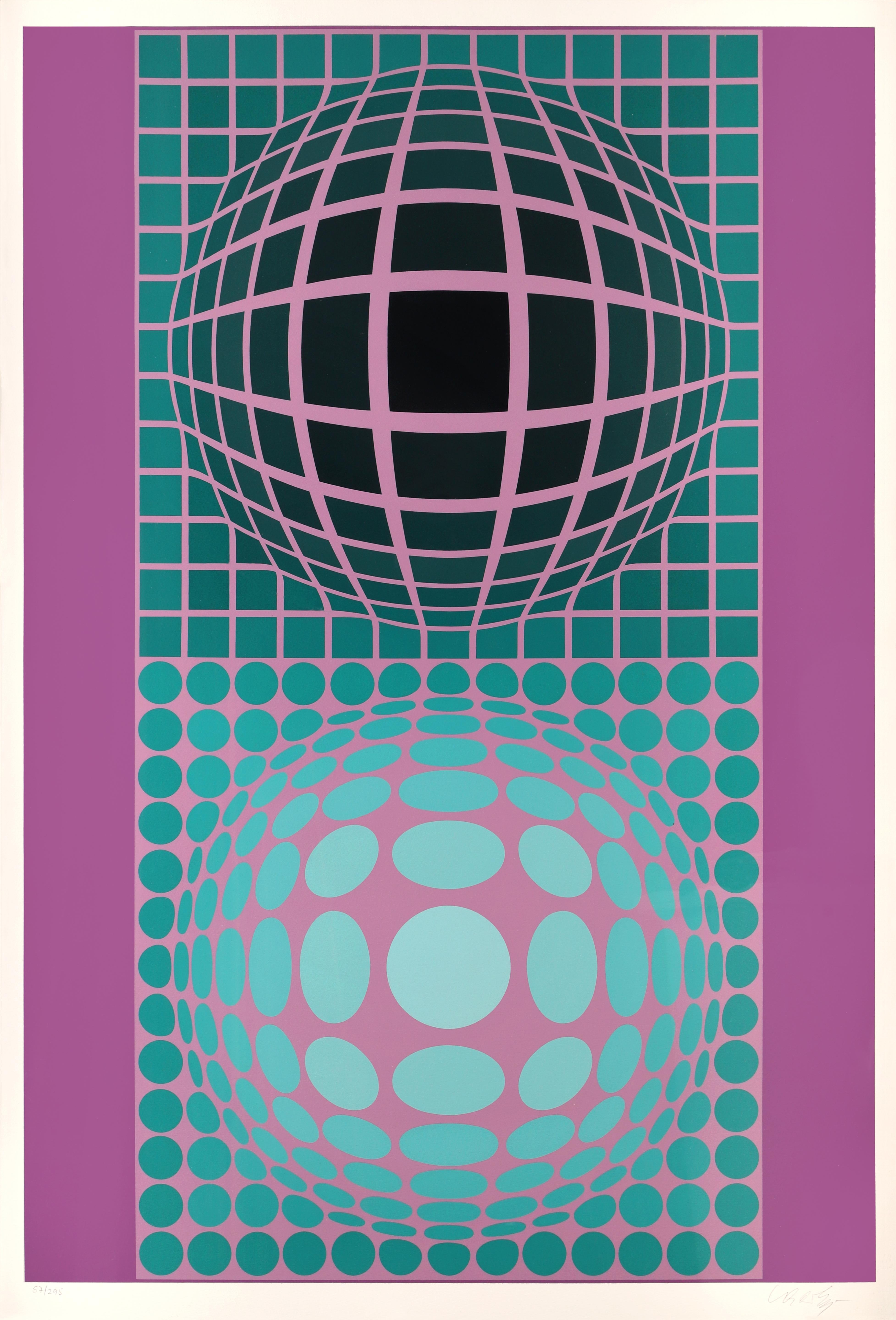 Victor Vasarely Abstract Print - Oltar-Zoeld