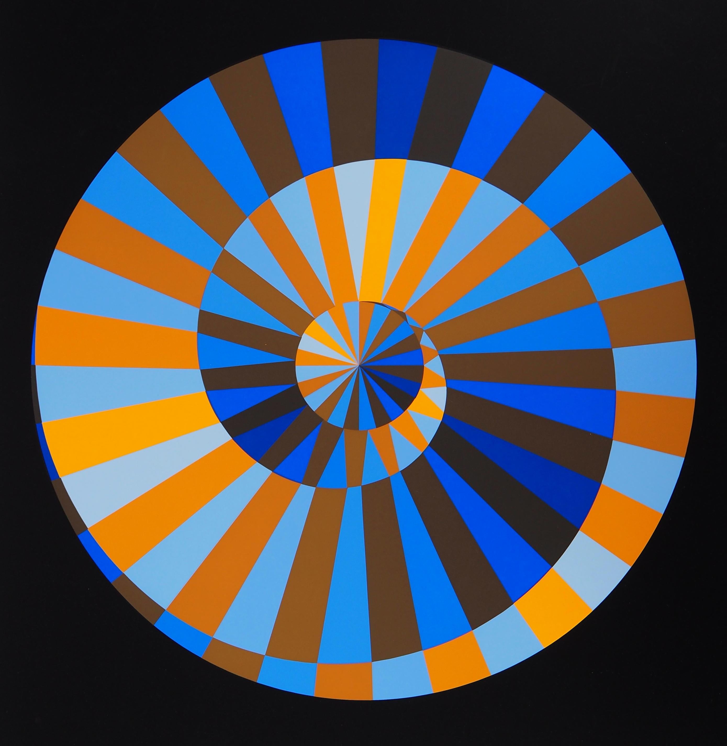 Olympia : Sky and Sun (Op Art Spiral) - Original Screen Print, 1971 For Sale 1