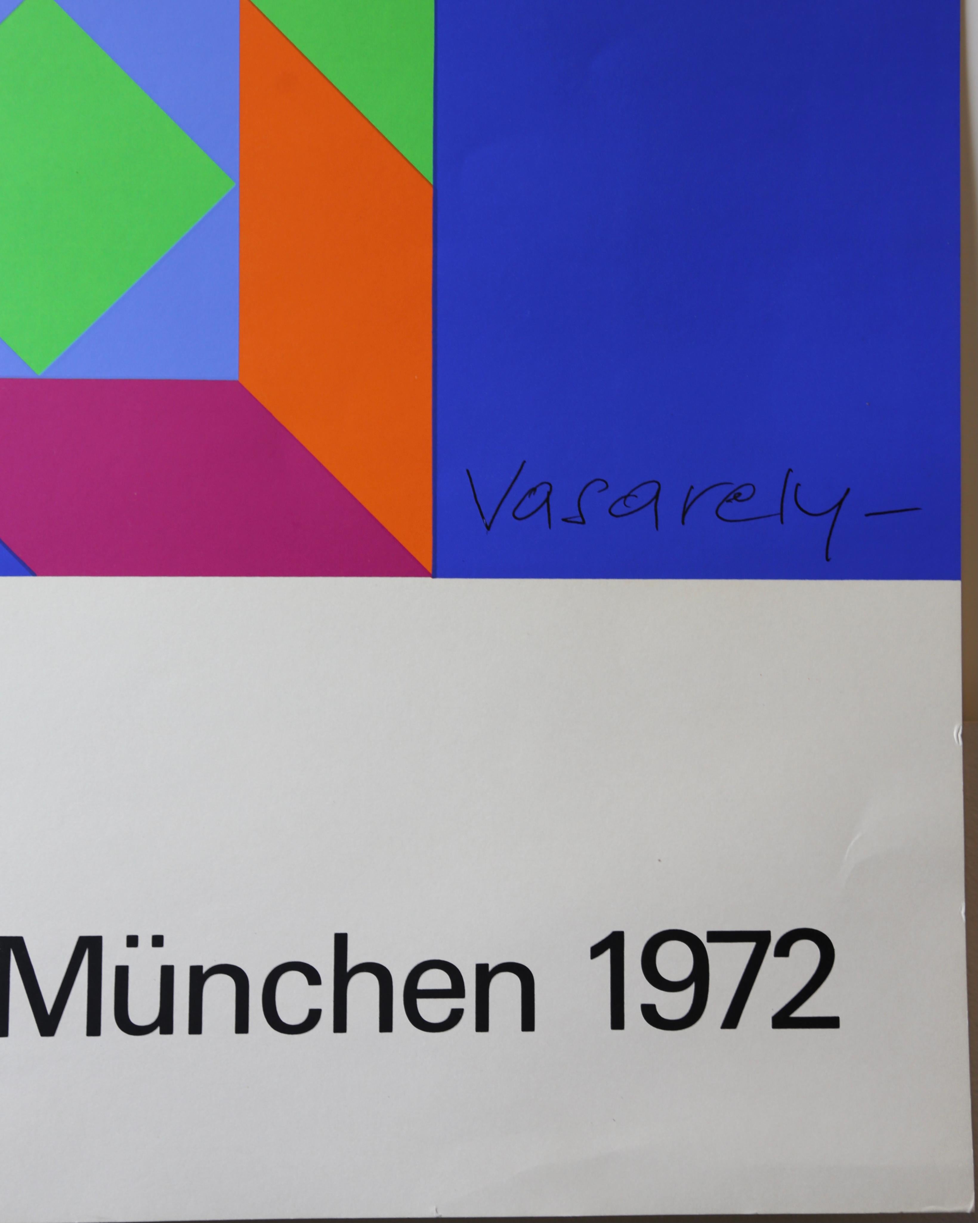 Poster originale d'epoca dei Giochi Olimpici del 1972 dell'artista Victor Vasarely 1