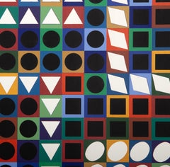 Our MC, Abstract Geometric OP Art Screenprint by Vasarely