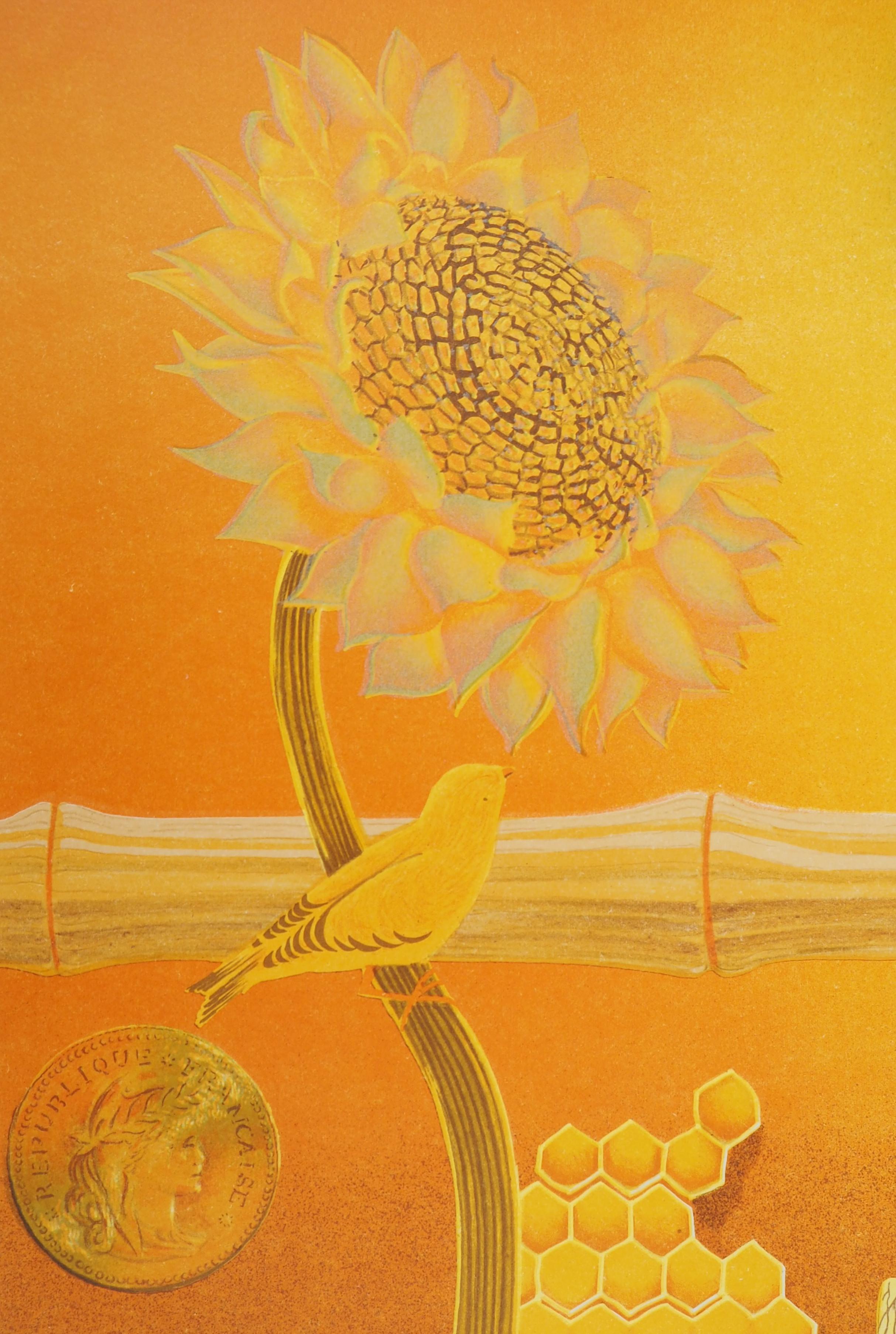 Peace : Buddha, Life in Yellow - Handsigned Lithograph, Limited to 250 copies For Sale 1