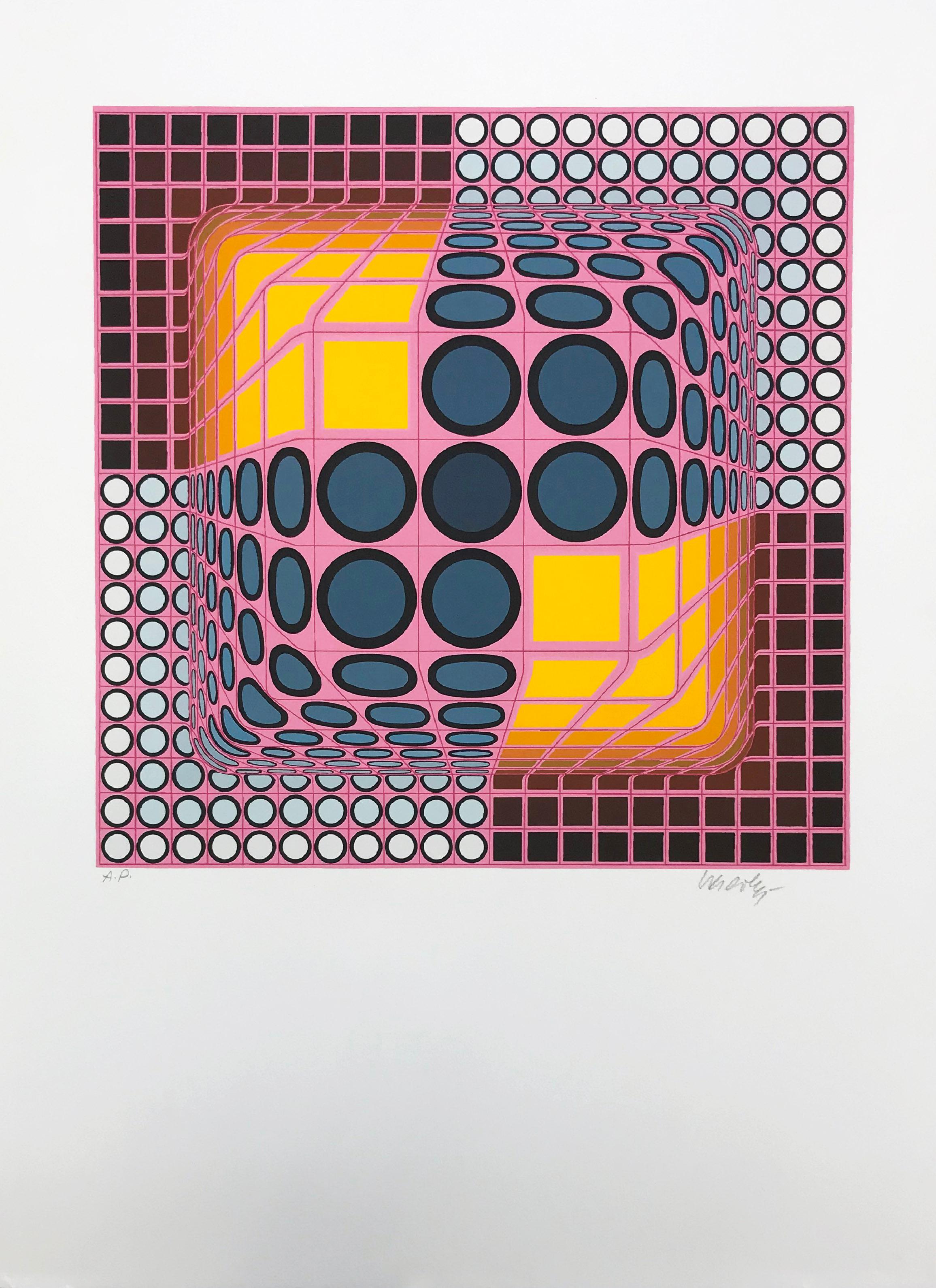 PINK COMPOSITION - Print by Victor Vasarely