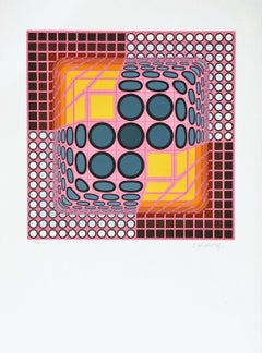 Pink Composition, Limited Edition Silkscreen, Victor Vasarely