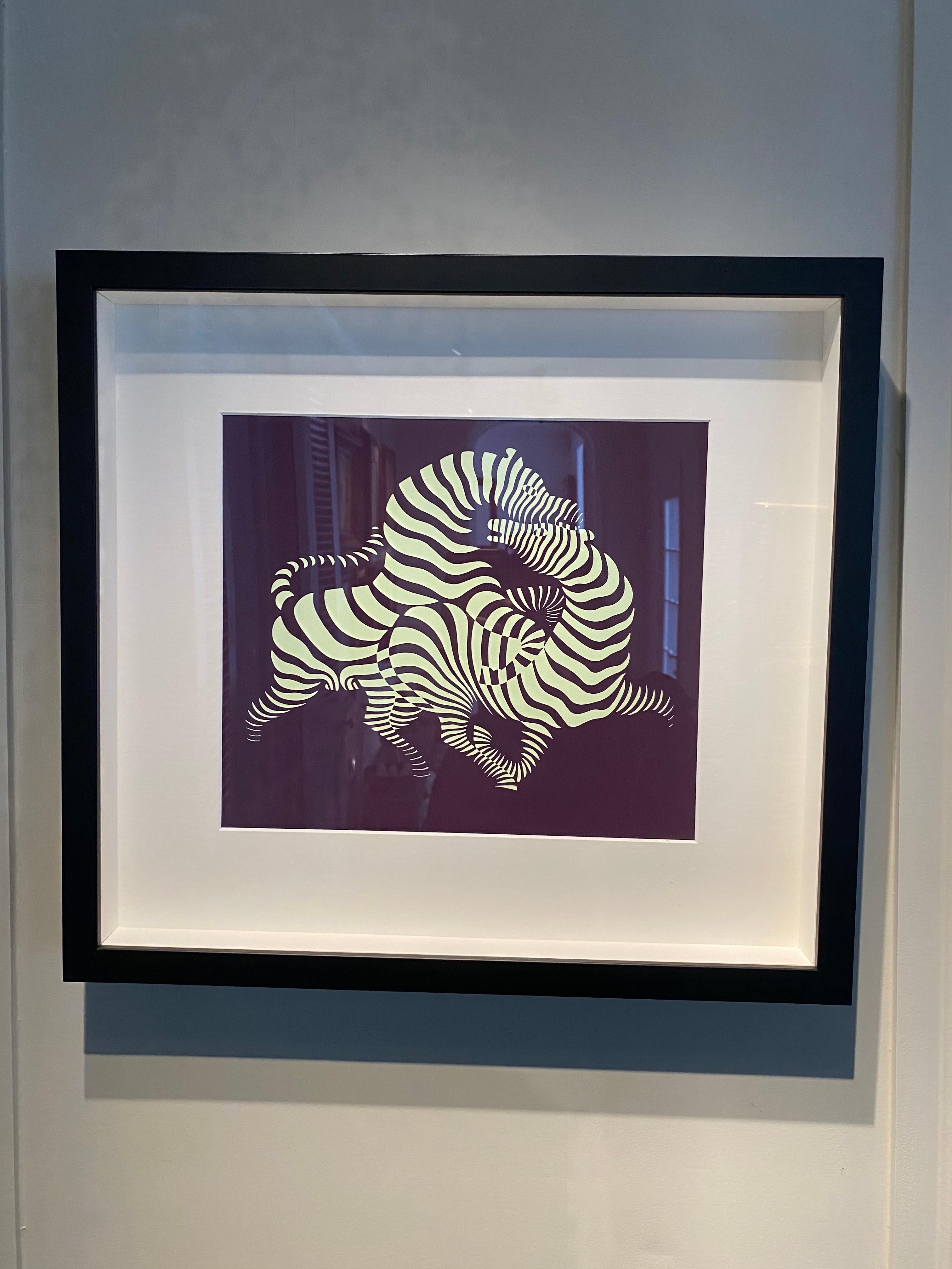  


VICTOR VASARELY

ZEBRAS WITH DEEP PURPLE

Zebras with purple background. Circa 1970.
Serigraphy in colors on strong vellum 
Numbered and signed in pencil. 
Edition number 7 of 175 proofs.
25,6 x 29,7 cm.

Victor Vasarely was a French-Hungarian