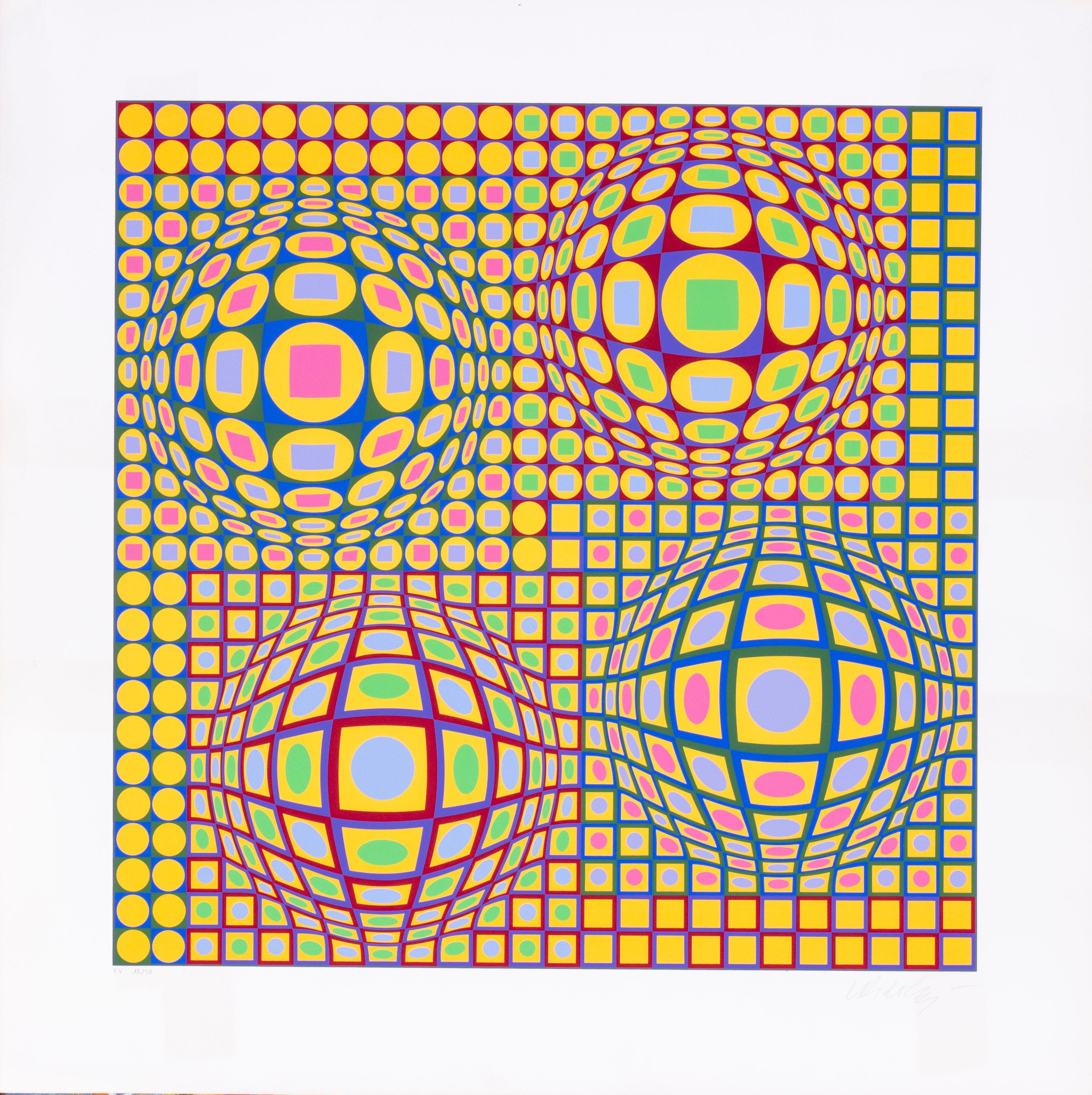 Victor Vasarely Abstract Print - Quadrature, 1976-1978