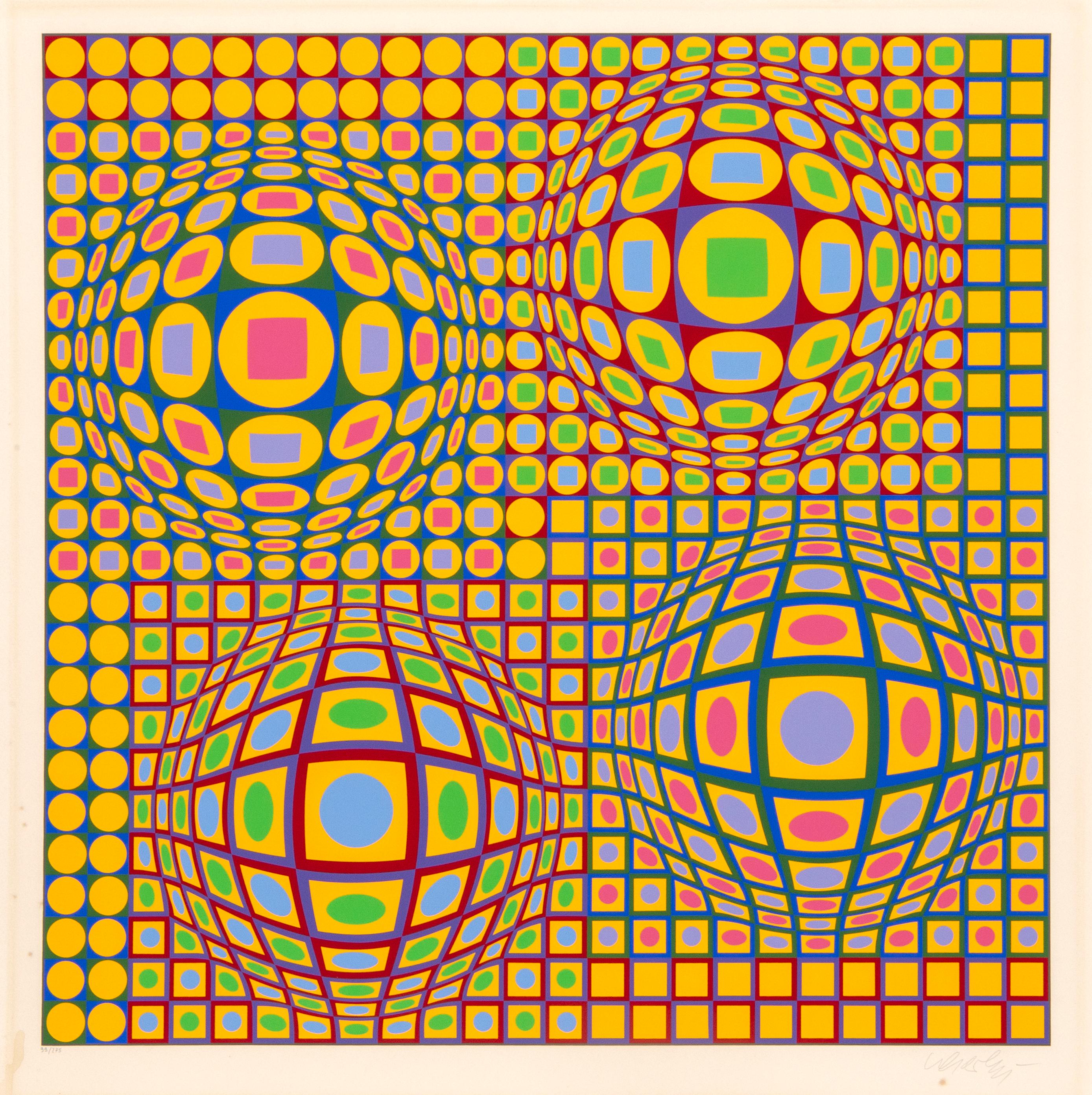 Victor Vasarely Abstract Print - Quadrature, OP Art Screenprint by Vasarely
