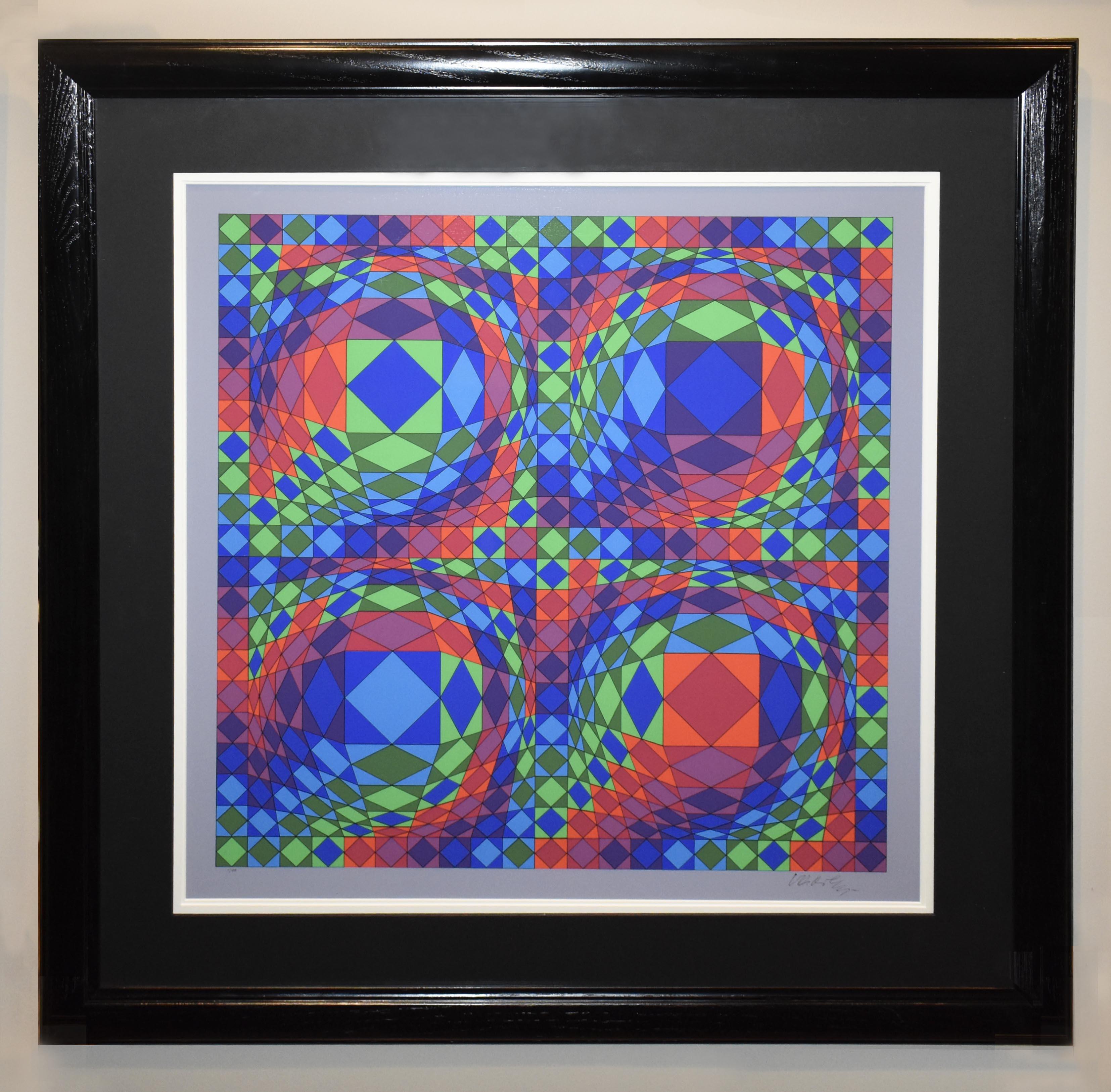 Victor Vasarely Abstract Print - Quadreture B