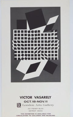 Raro manifesto litografico offset di Victor Vasarely degli anni '60, stampa Op Art