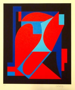 Red And Blue Composition - 1980s - Victor Vasarely - Serigraph - Contemporary