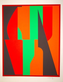 Red And Green Composition - 1980s - Victor Vasarely - Serigraph - Contemporary