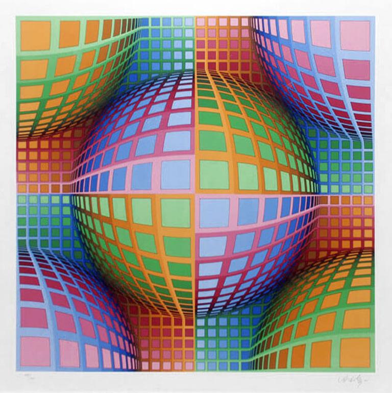 Victor Vasarely Abstract Print - Rivotril, 1990
