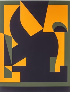 Santorini A, Abstract Geometric Screenprint by Victor Vasarely