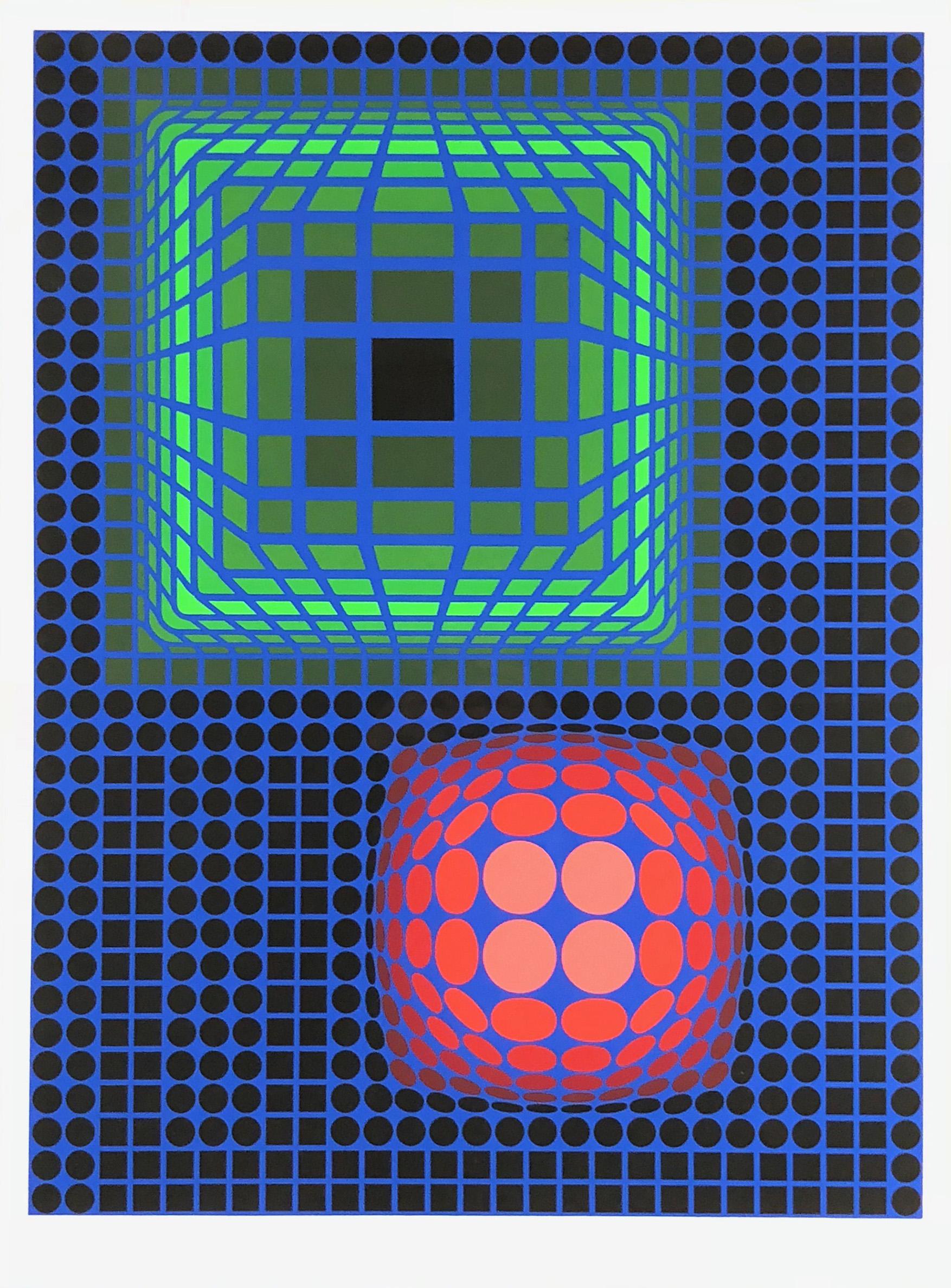 Victor Vasarely Abstract Print - Sphere and Cube