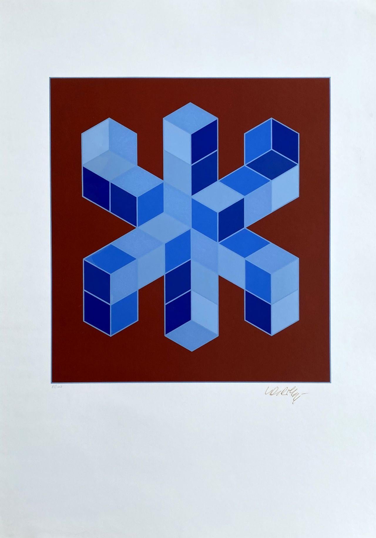 Victor Vasarely Interior Print – Sylla 6 - Geometrische Komposition - Siebdruck Handsigniert und nummeriert