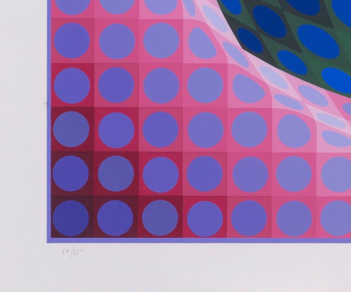 Syry, 1978 - Blue Abstract Print by Victor Vasarely