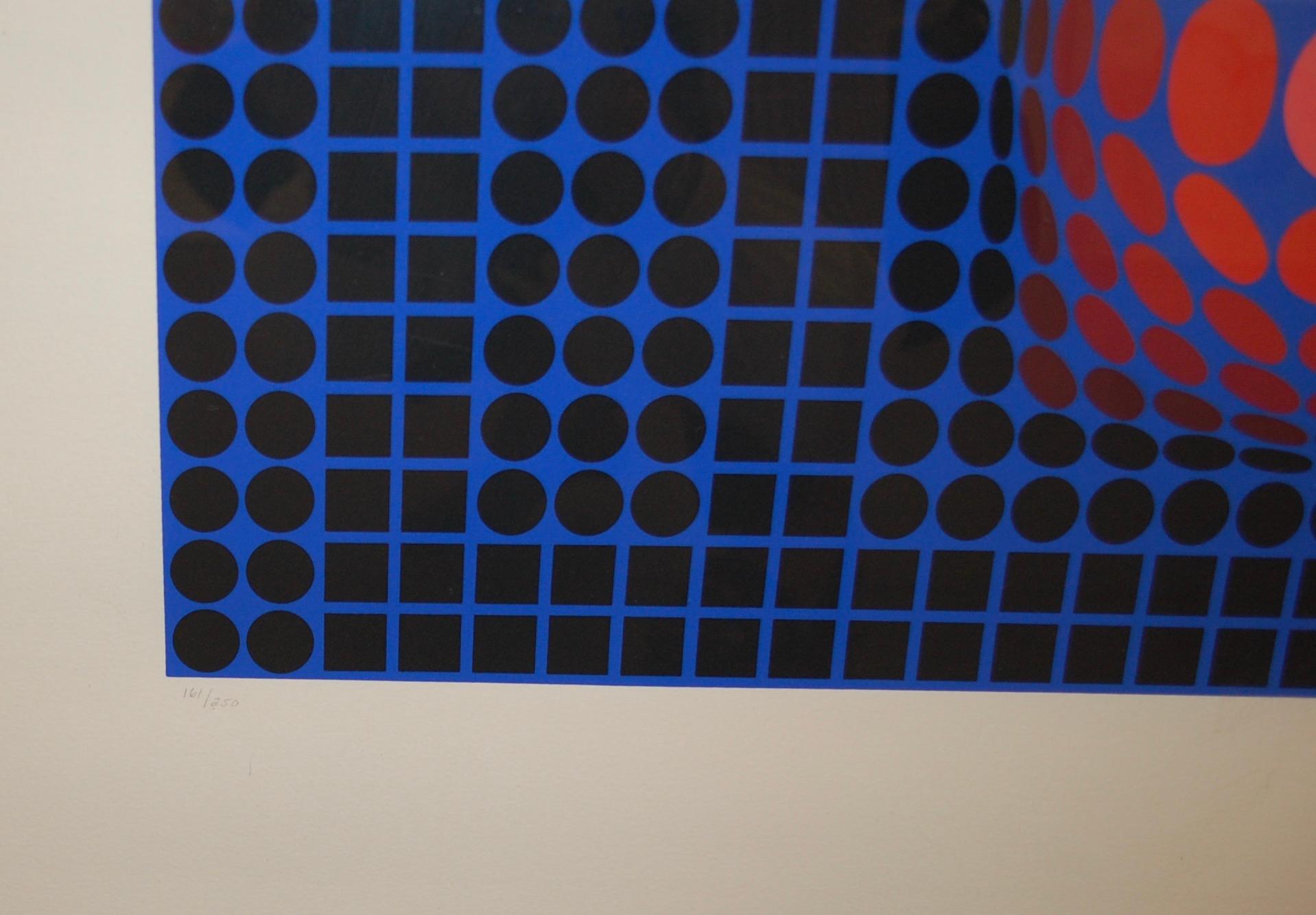 Ta Ma Fa - Blue Abstract Print by Victor Vasarely