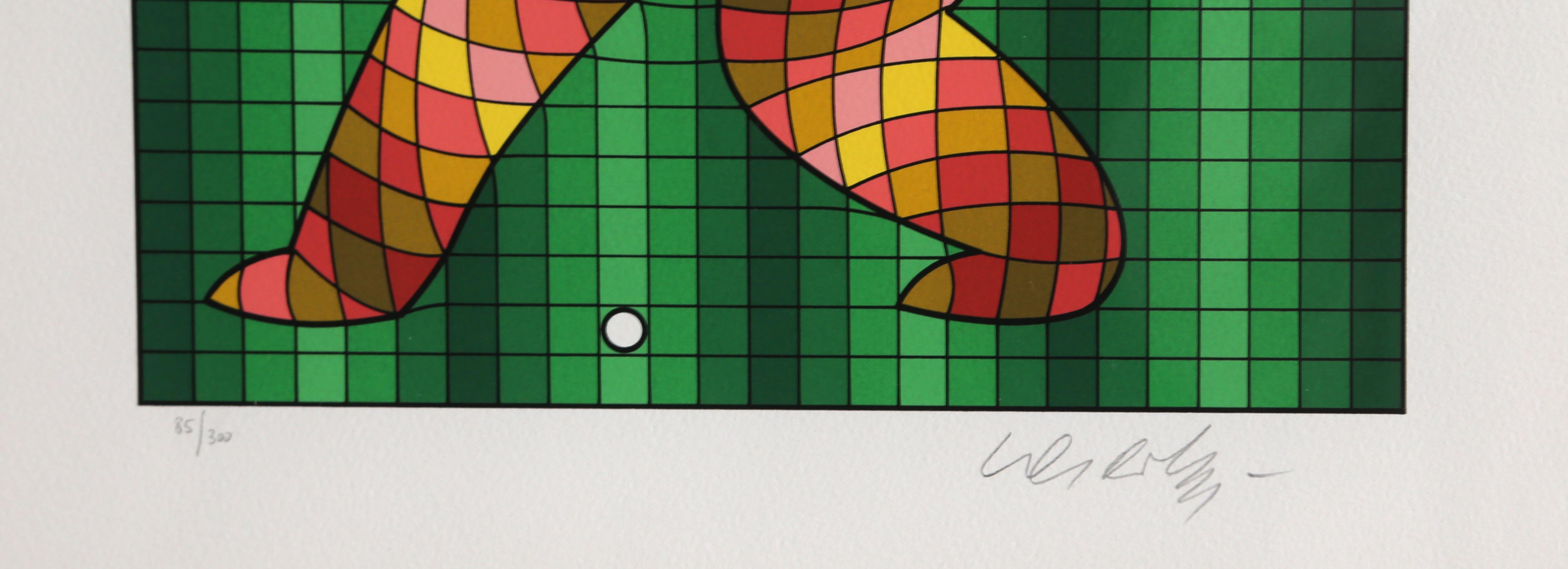 The Golfer, Framed Serigraph by Vasarely - Op Art Print by Victor Vasarely