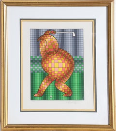The Golfer, Framed Serigraph by Vasarely