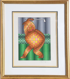 Le golfeur, sérigraphie encadrée par Vasarely