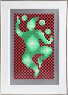 The Juggler, Framed Serigraph by Vasarely