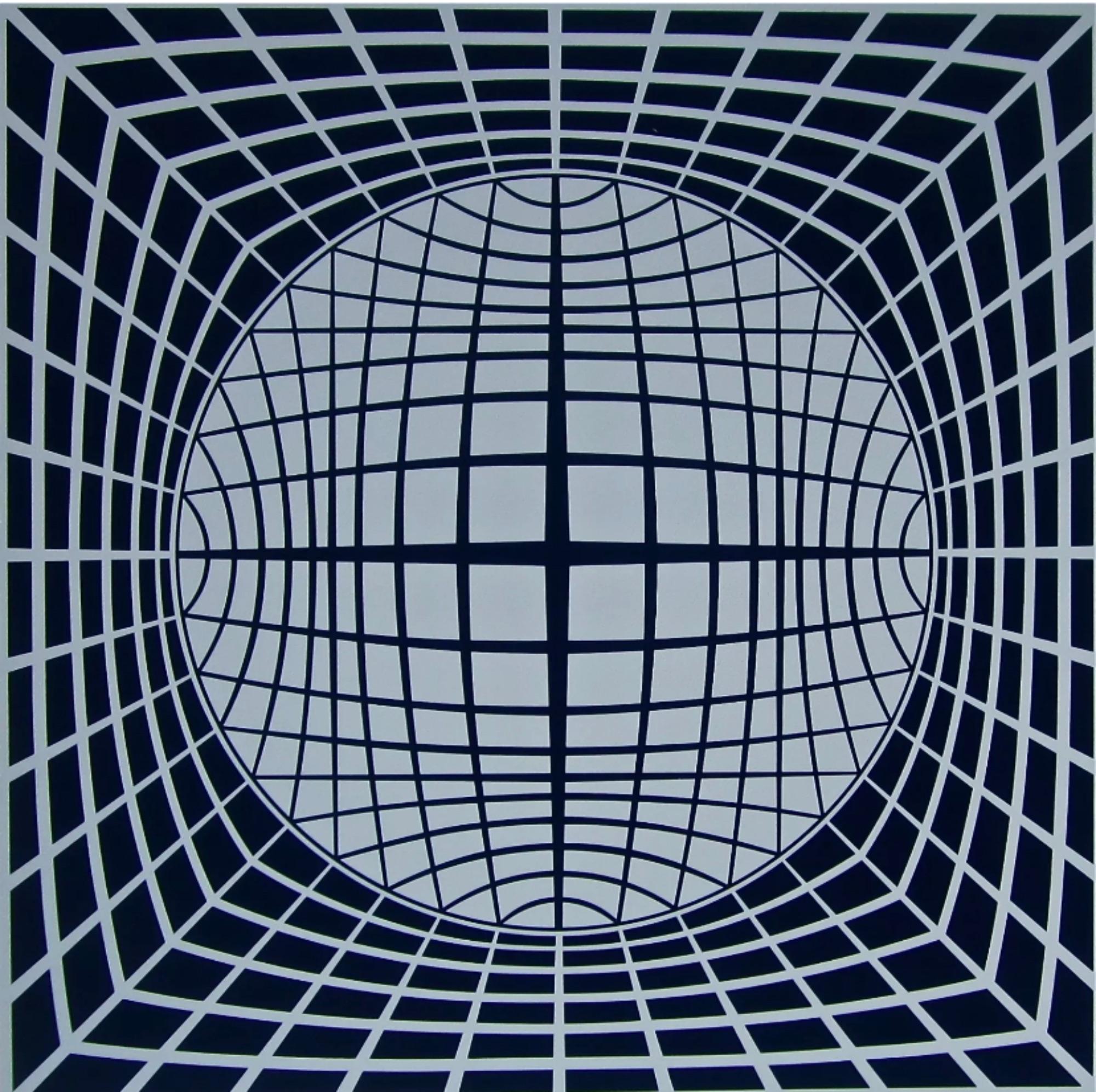 Artist: Victor Vasarely (1908-1997)
Title: TR-UR
Year: 1980
Medium: Silkscreen on Arches paper
Edition: 116/250, plus proofs
Size: 39.25 x 30.75 inches
Condition: Good
Inscription: Signed and numbered by the artist.
Notes:  Published by Atelier