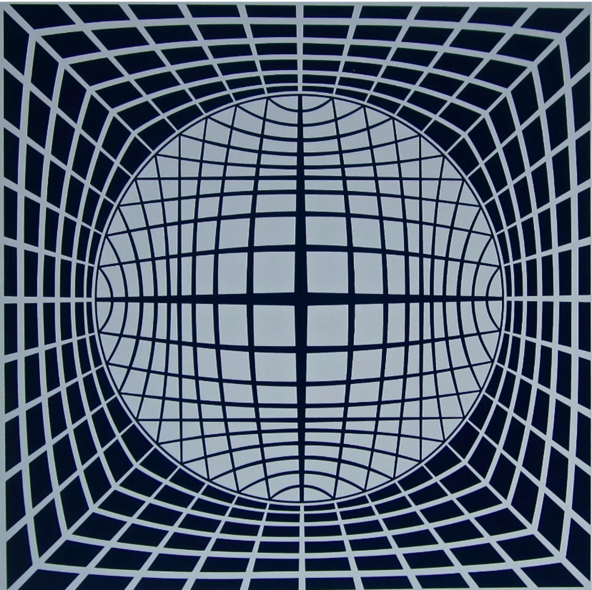 Artist: Victor Vasarely (1908-1997)
Title: TR-UR
Year: 1980
Medium: Silkscreen on Arches paper
Edition: 116/250, plus proofs
Size: 39.25 x 30.75 inches
Condition: Good
Inscription: Signed and numbered by the artist.
Notes:  Published by Atelier