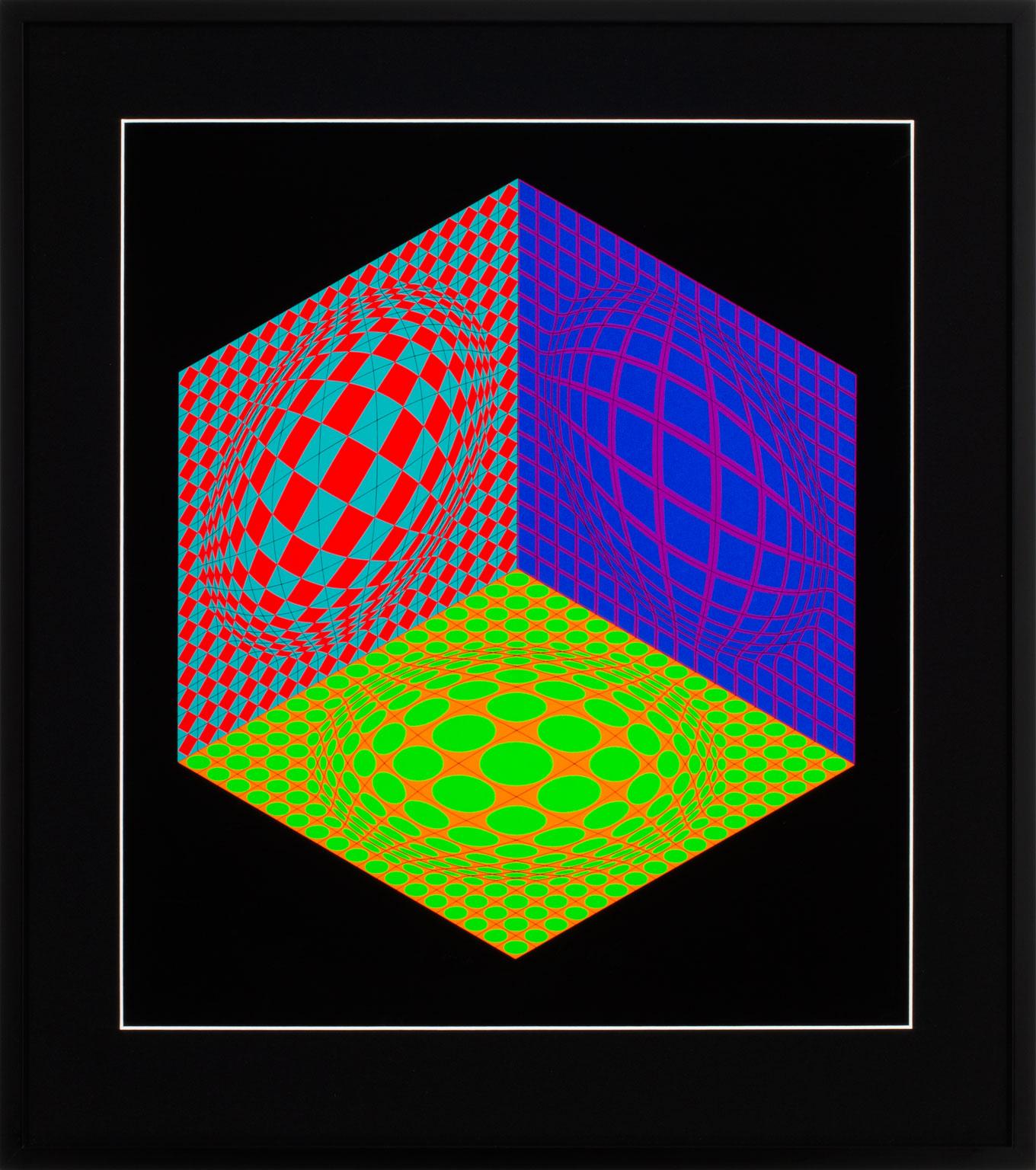 “Tri-Dagg" Large Framed Limited Edition Hand-Signed Serigraph by Victor Vasarely