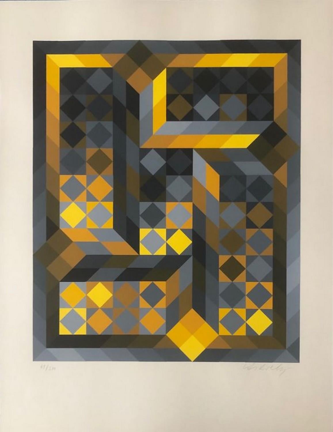 Victor Vasarely Abstract Print - Tridim-H 