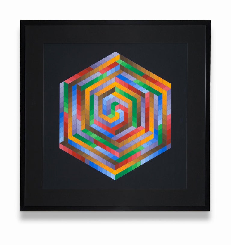 Victor Vasarely Abstract Print - "Untitled" Abstract, Geometric, Squares, Cubes, Hexagon, Colors, Movement