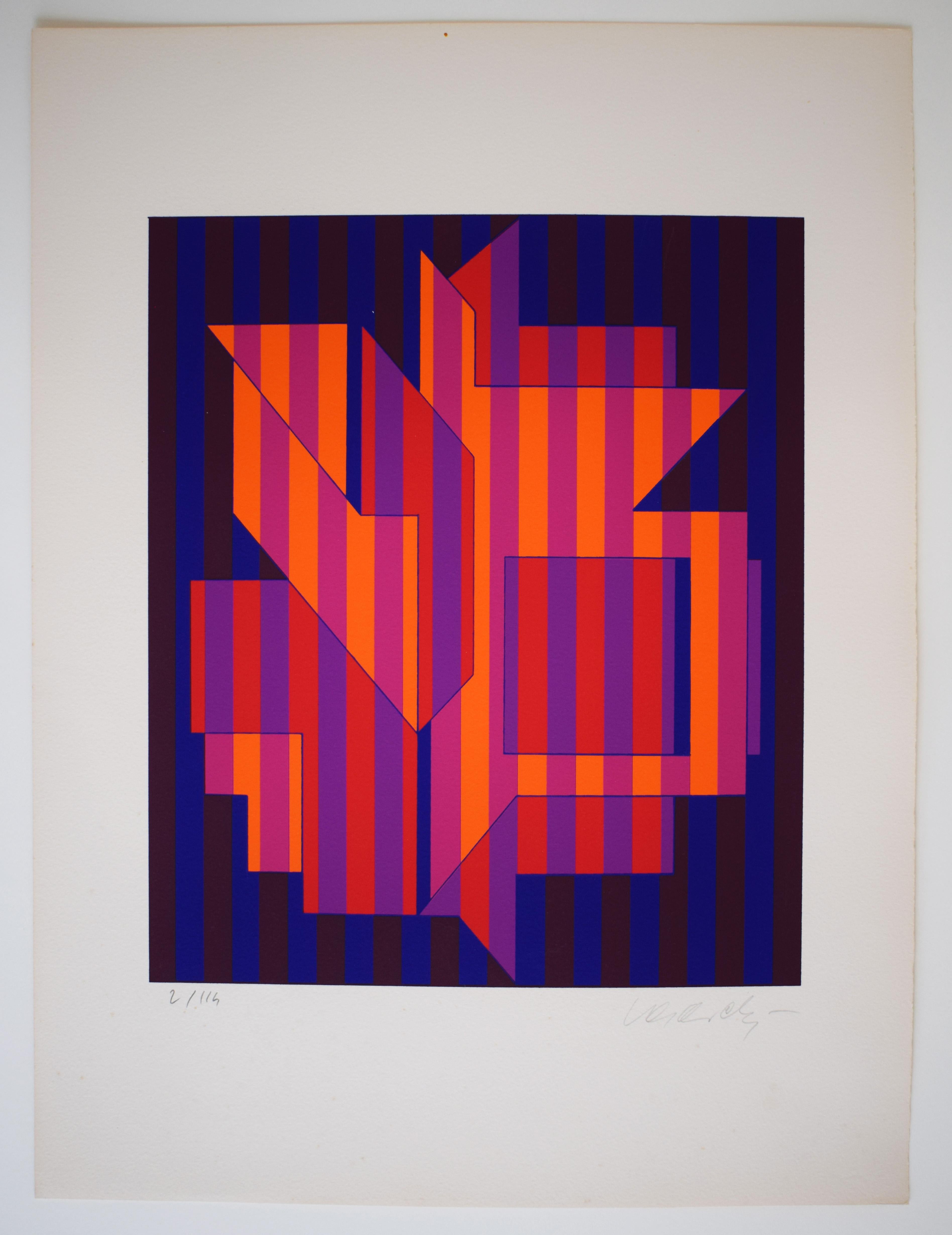 Untitled from: La pelle delle cose - Op Art Illusion Hungarian - Print di Victor Vasarely
