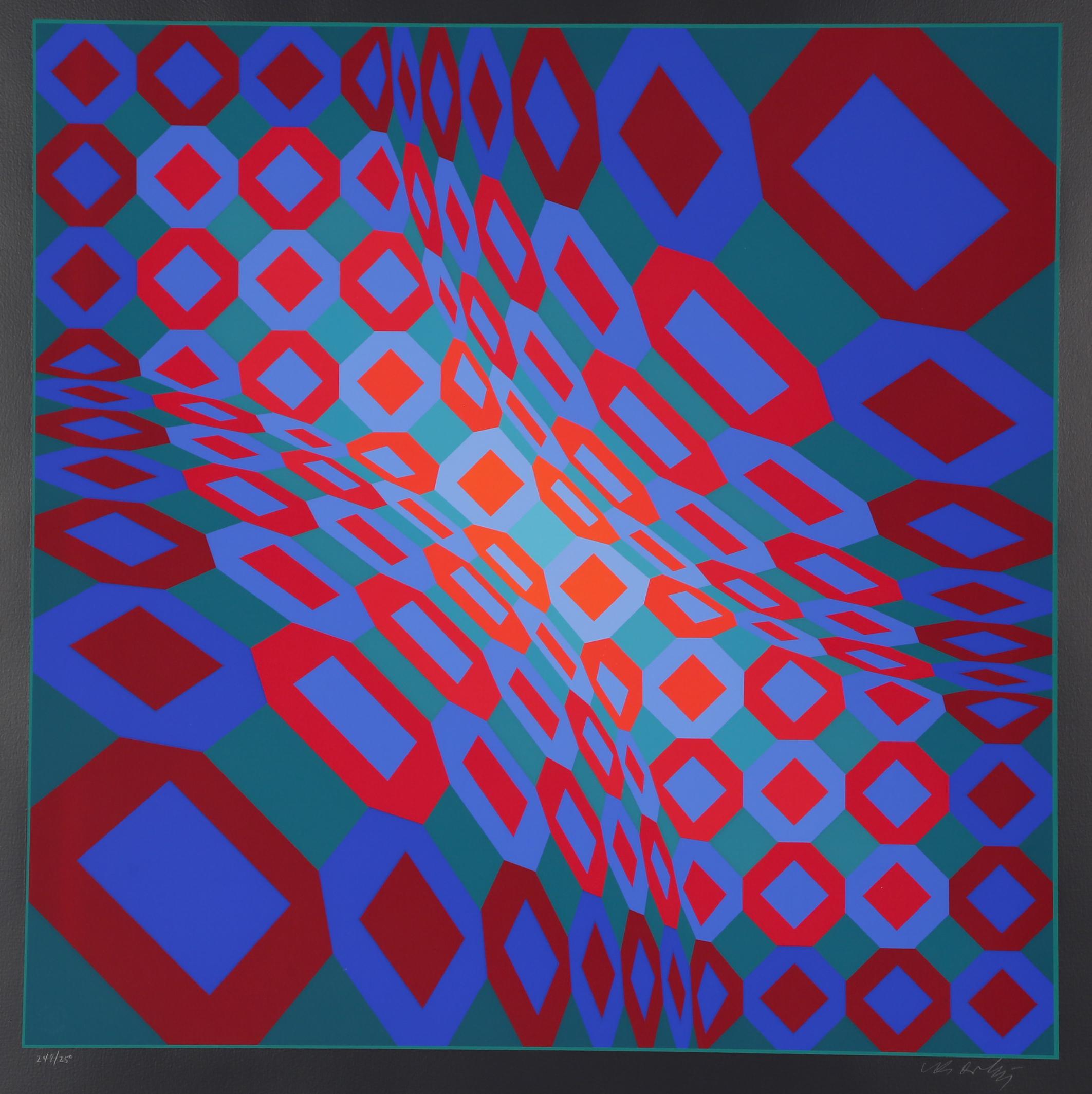 Victor Vasarely Abstract Print - Untitled, Limited Edition hand-signed screen-print