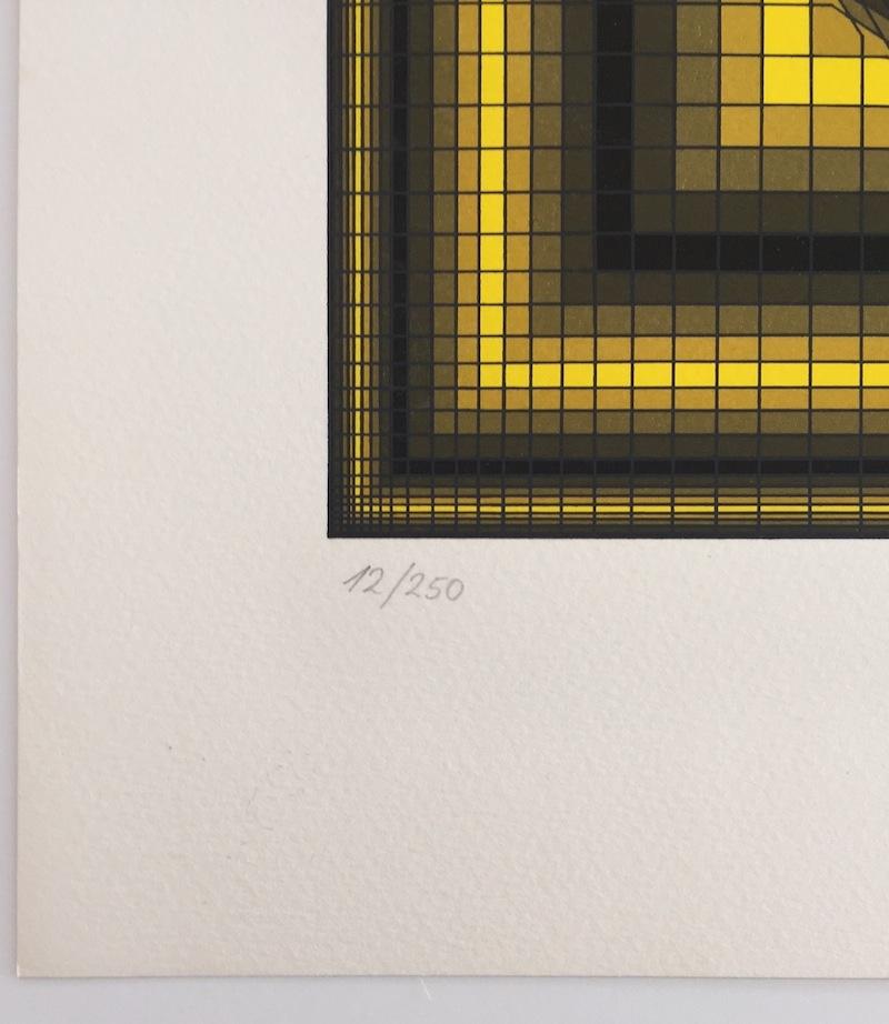 Untitled (Yellow)  - Op Art Print by Victor Vasarely