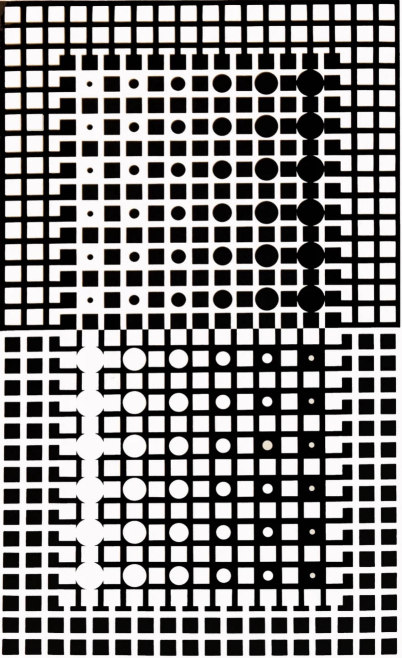 Victor Vasarely Landscape Print - Vasarely, Composition, Corpusculaires (after)