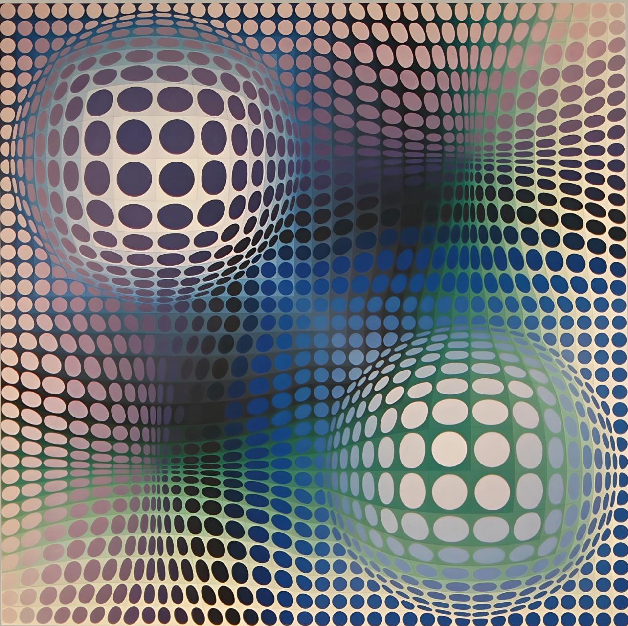 Vasarely, Composition, Structures universelles du Damier (after) - Print by Victor Vasarely