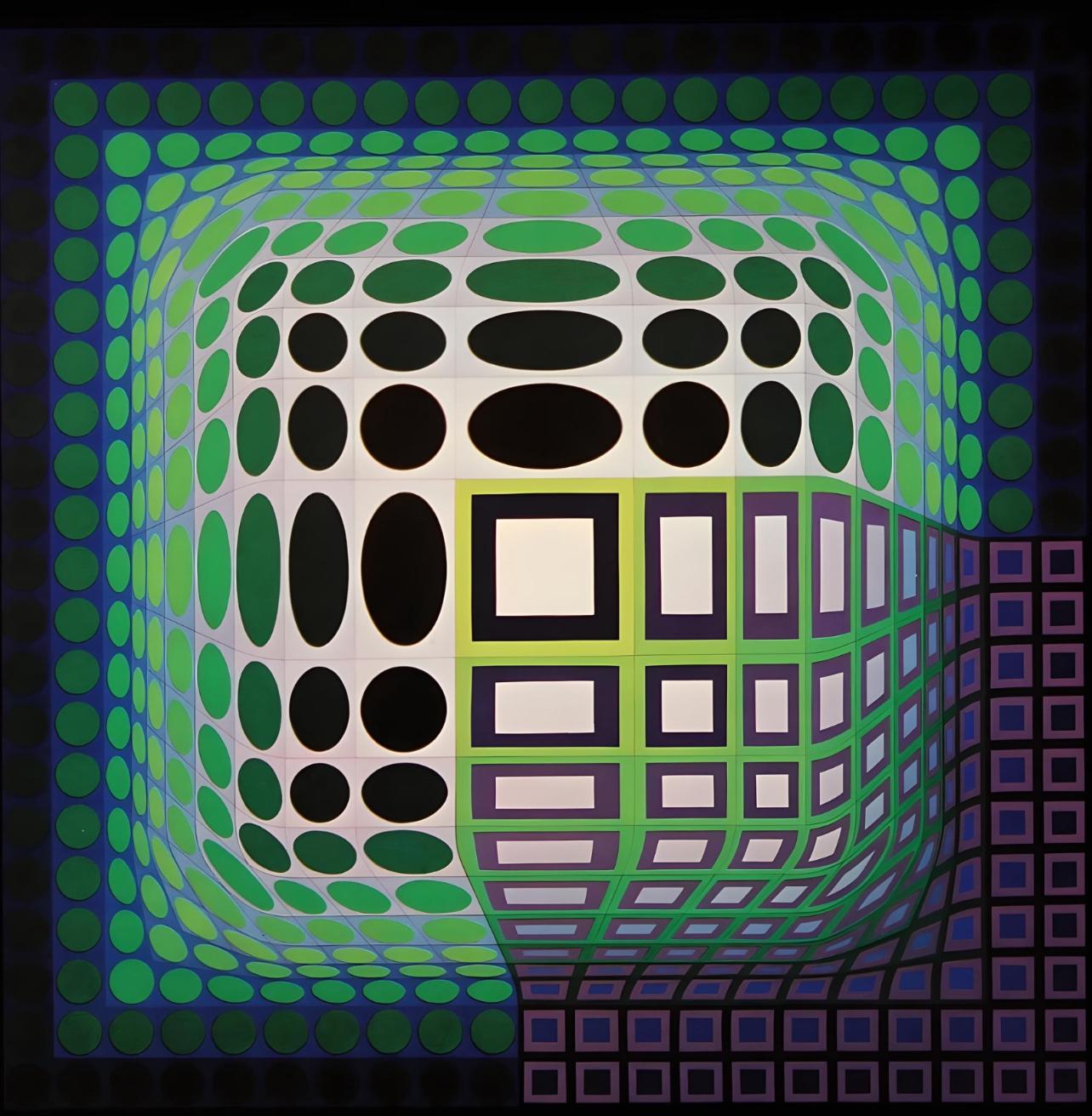 Vasarely, Composition, Structures universelles du Damier (after) - Print by Victor Vasarely