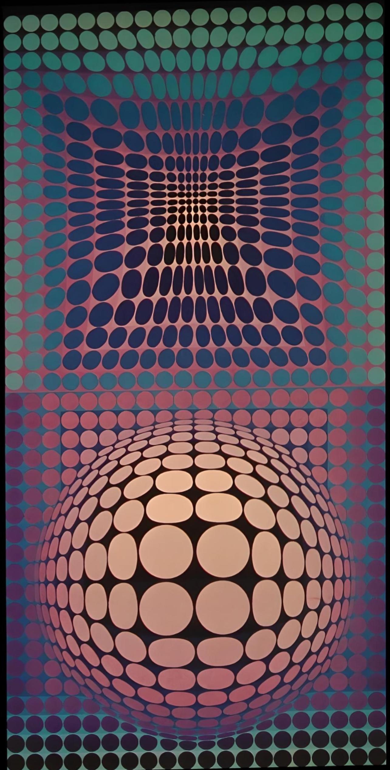 Vasarely, Komposition, Strukturen universelles du Damier (nach) (Op-Art), Print, von Victor Vasarely