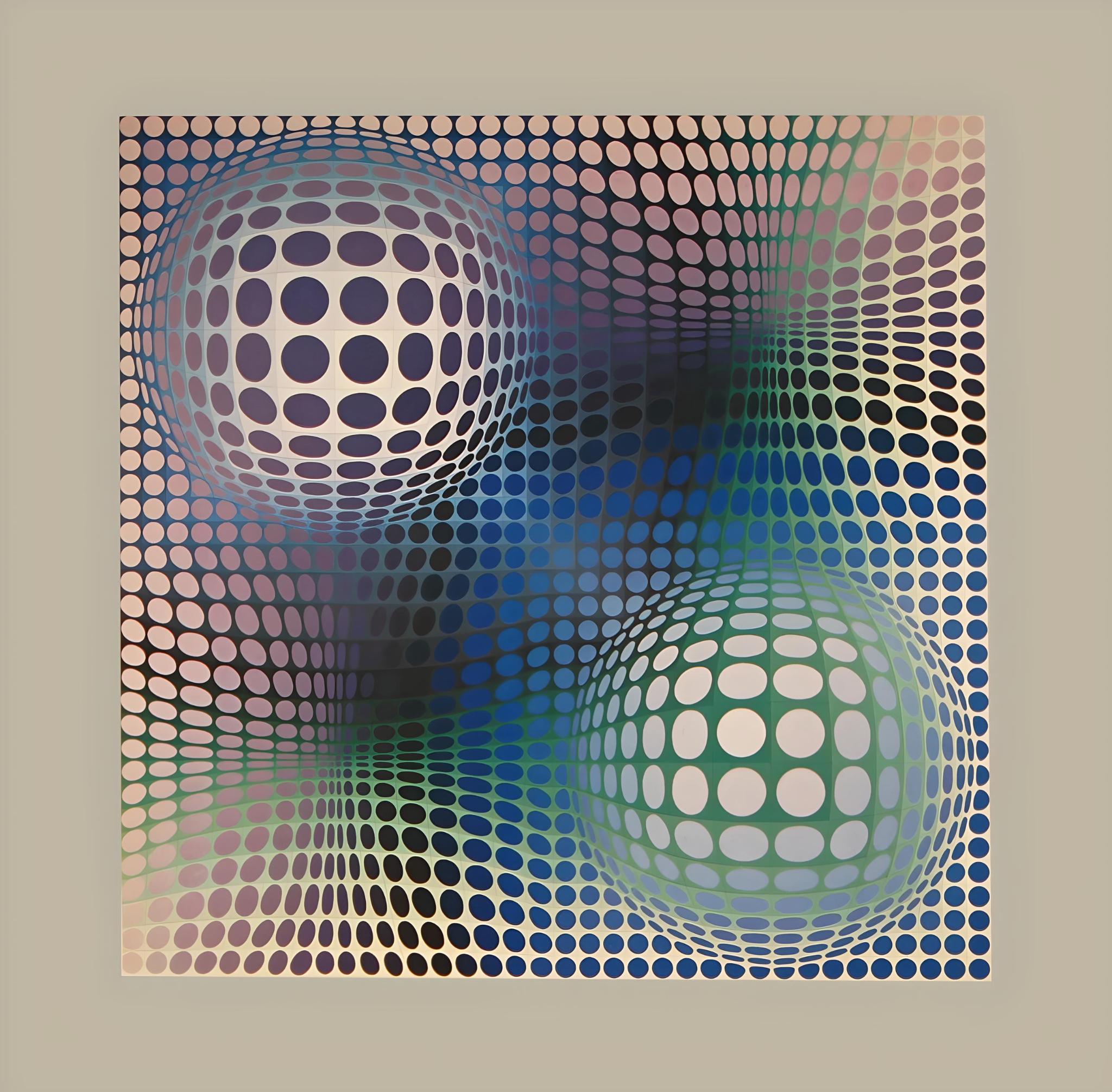 Victor Vasarely Abstract Print - Vasarely, Composition, Structures universelles du Damier (after)