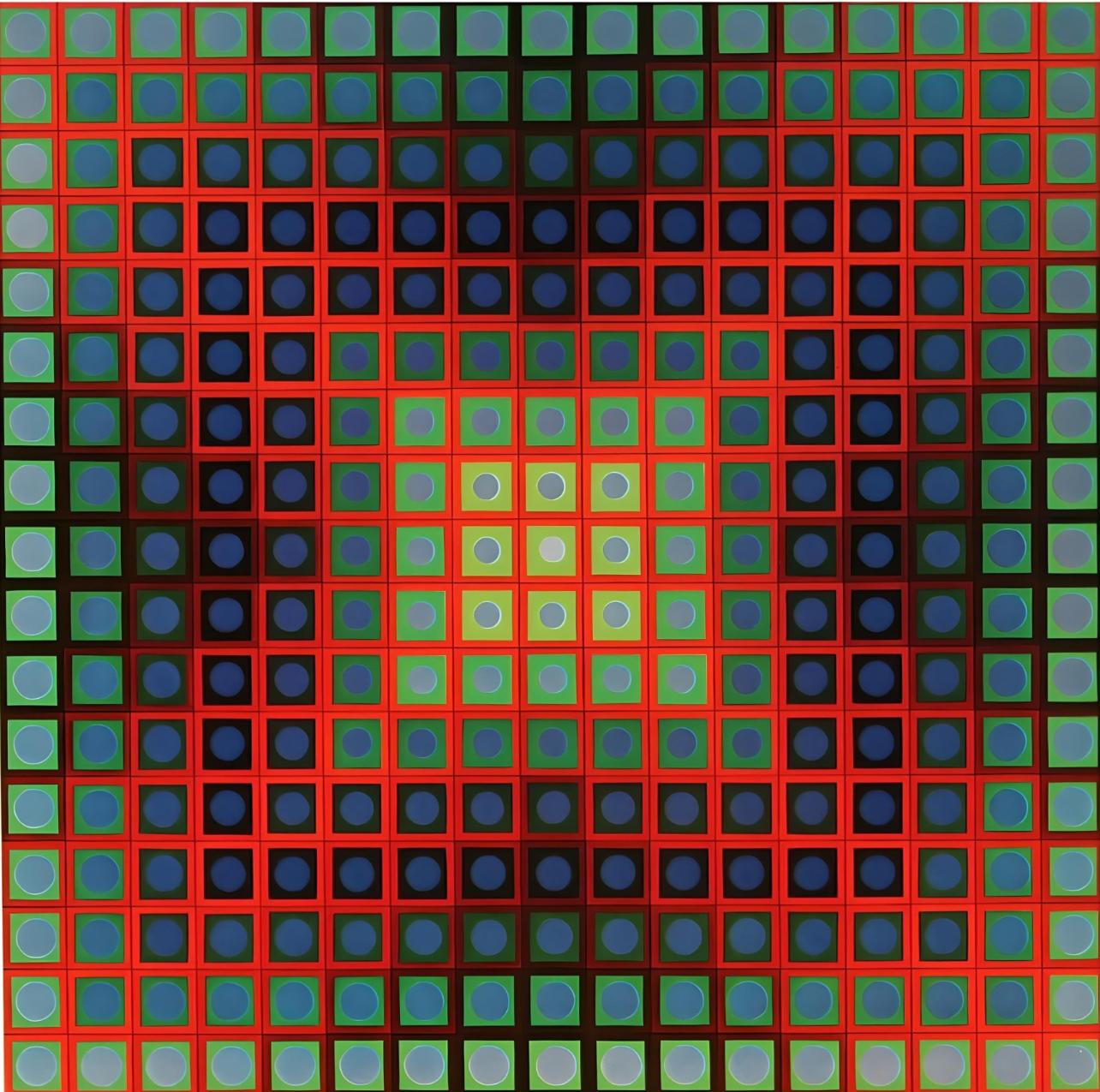 Victor Vasarely Abstract Print - Vasarely, Composition, Folklore planétaire (after)