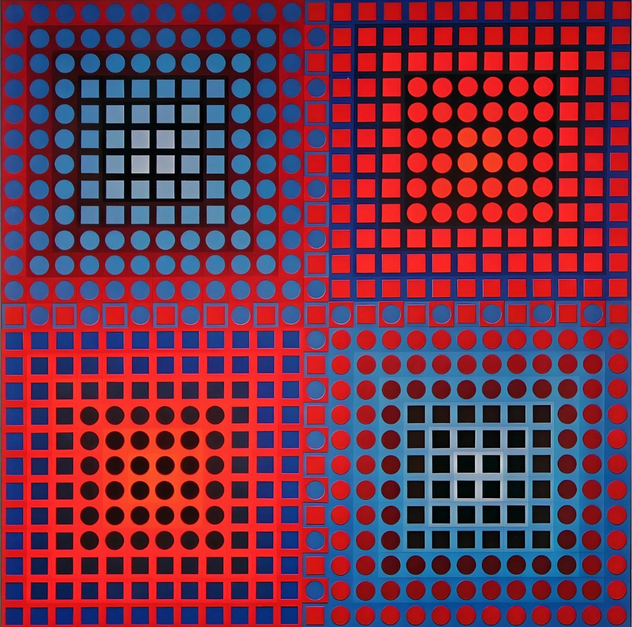 Victor Vasarely Landscape Print - Vasarely, Composition, Folklore planétaire (after)