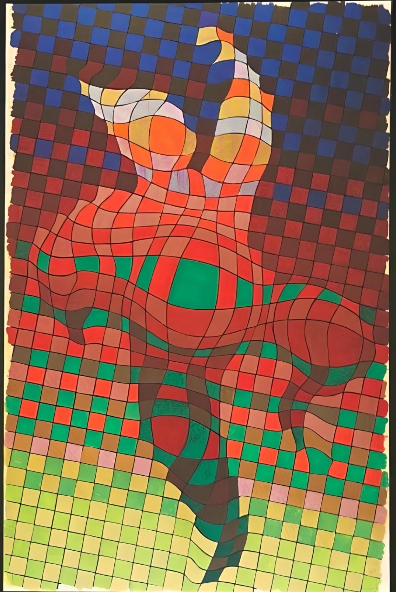 Vasarely, Composition, Graphismes II (d'après) - Op Art Print par Victor Vasarely
