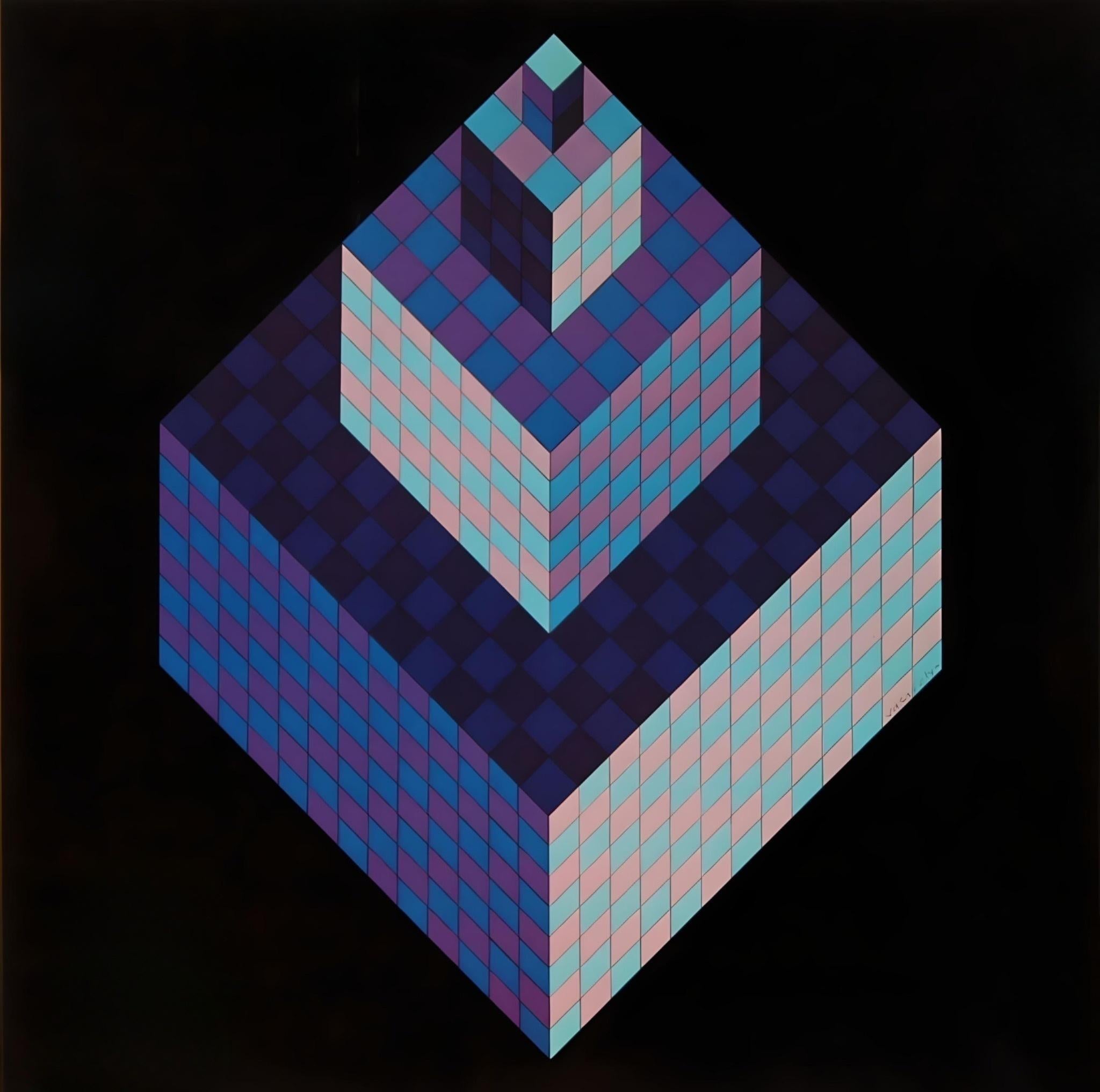 Victor Vasarely Abstract Print - Vasarely, Composition, Structures universelles de l'Hexagone (after)