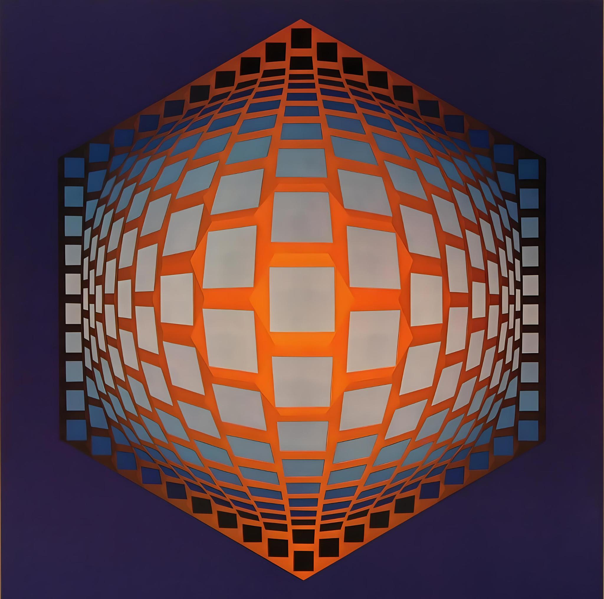 Victor Vasarely Abstract Print - Vasarely, Composition, Structures universelles de l'Hexagone (after)