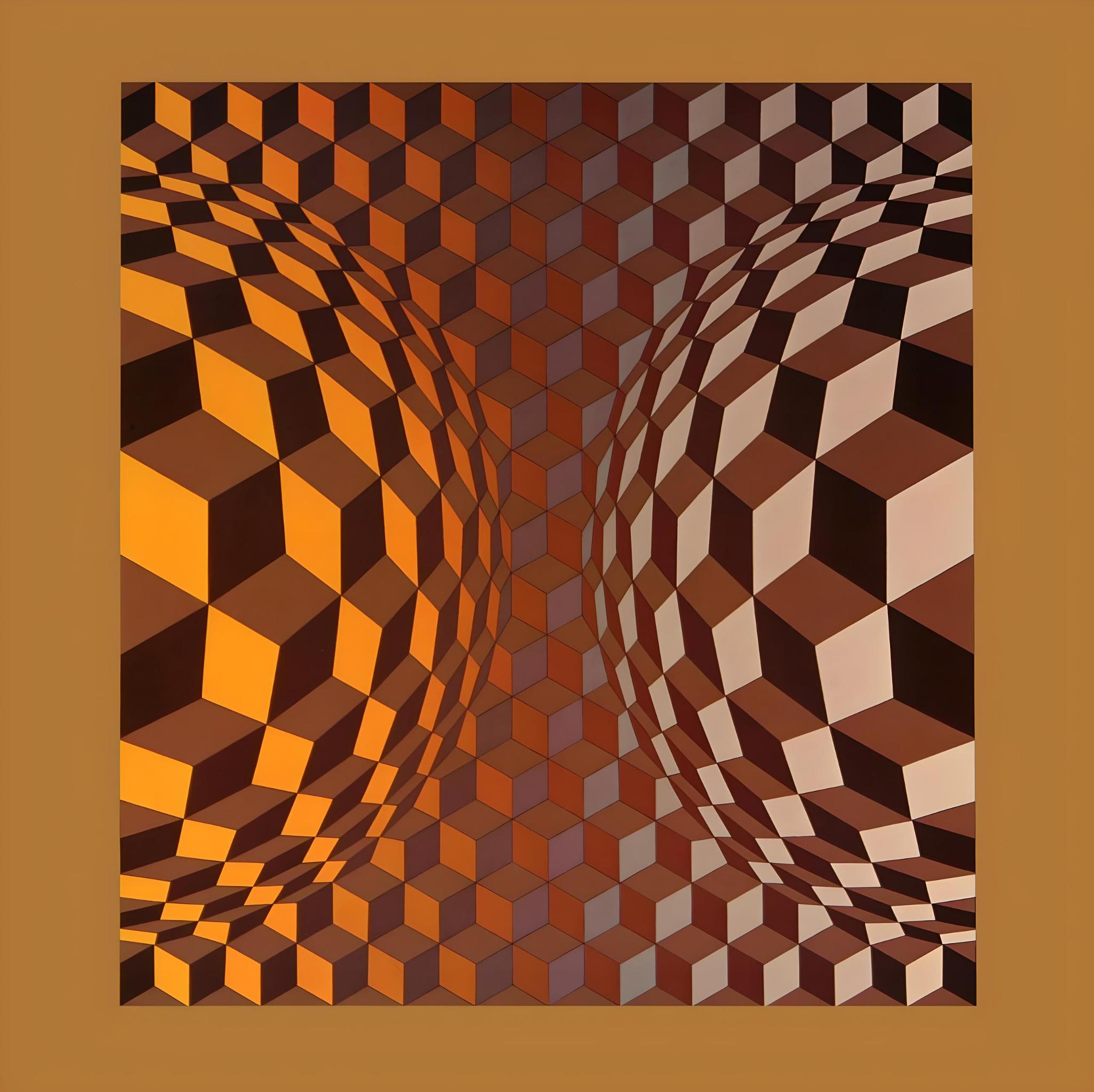 Victor Vasarely Abstract Print - Vasarely, Composition, Structures universelles de l'Hexagone (after)