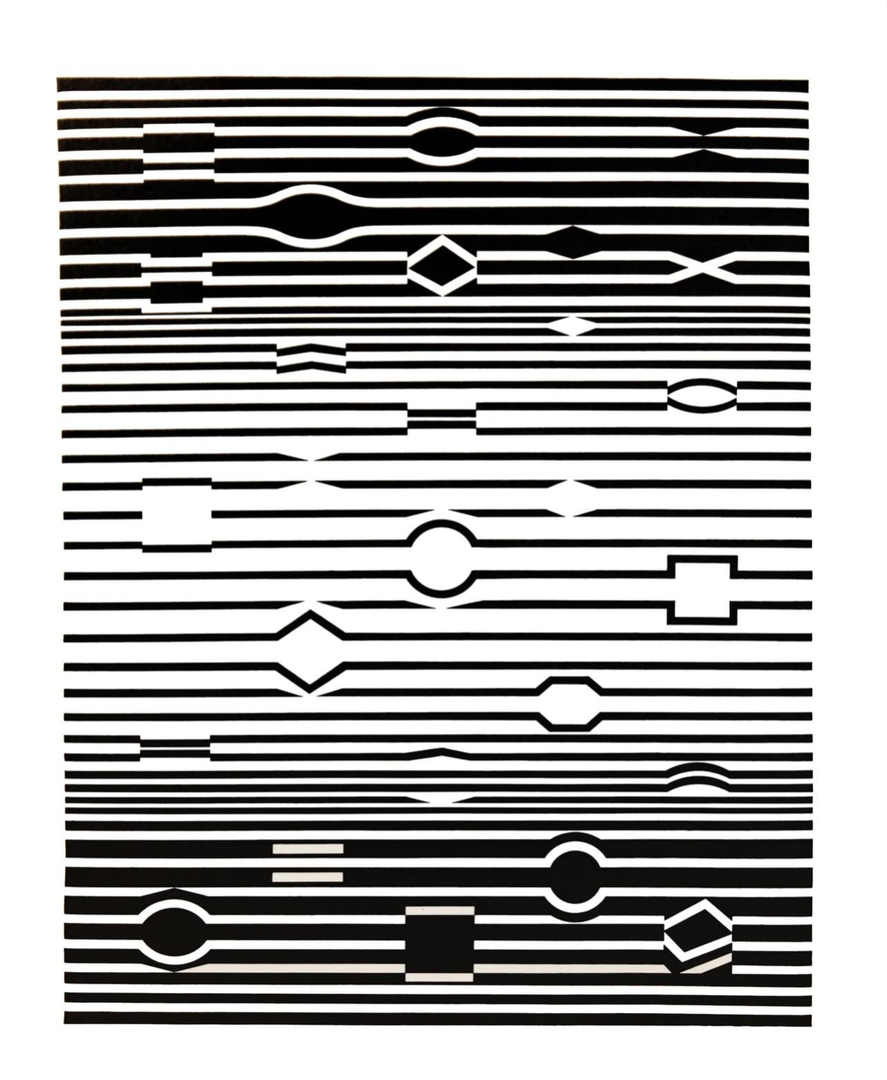 Vasarely, Composition, Ondulatoires (after) - Print by Victor Vasarely