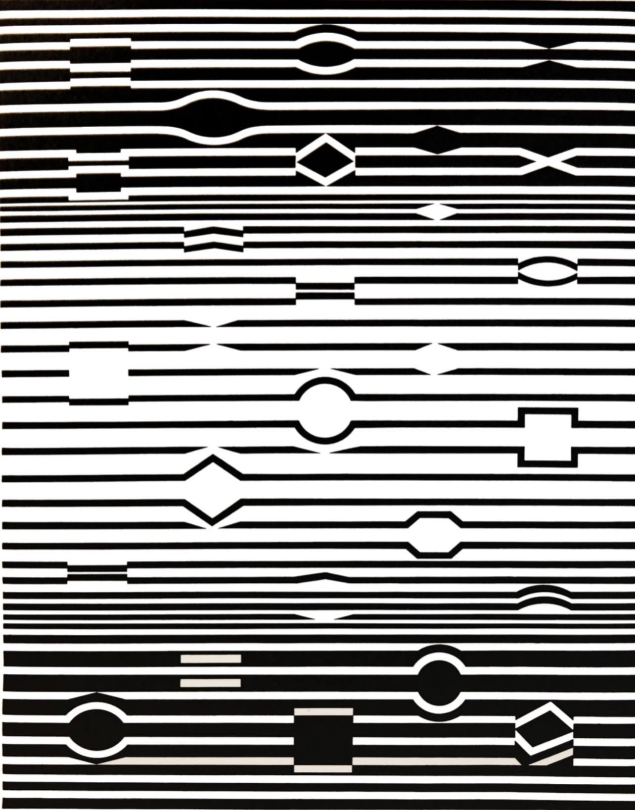 Victor Vasarely Abstract Print - Vasarely, Composition, Ondulatoires (after)
