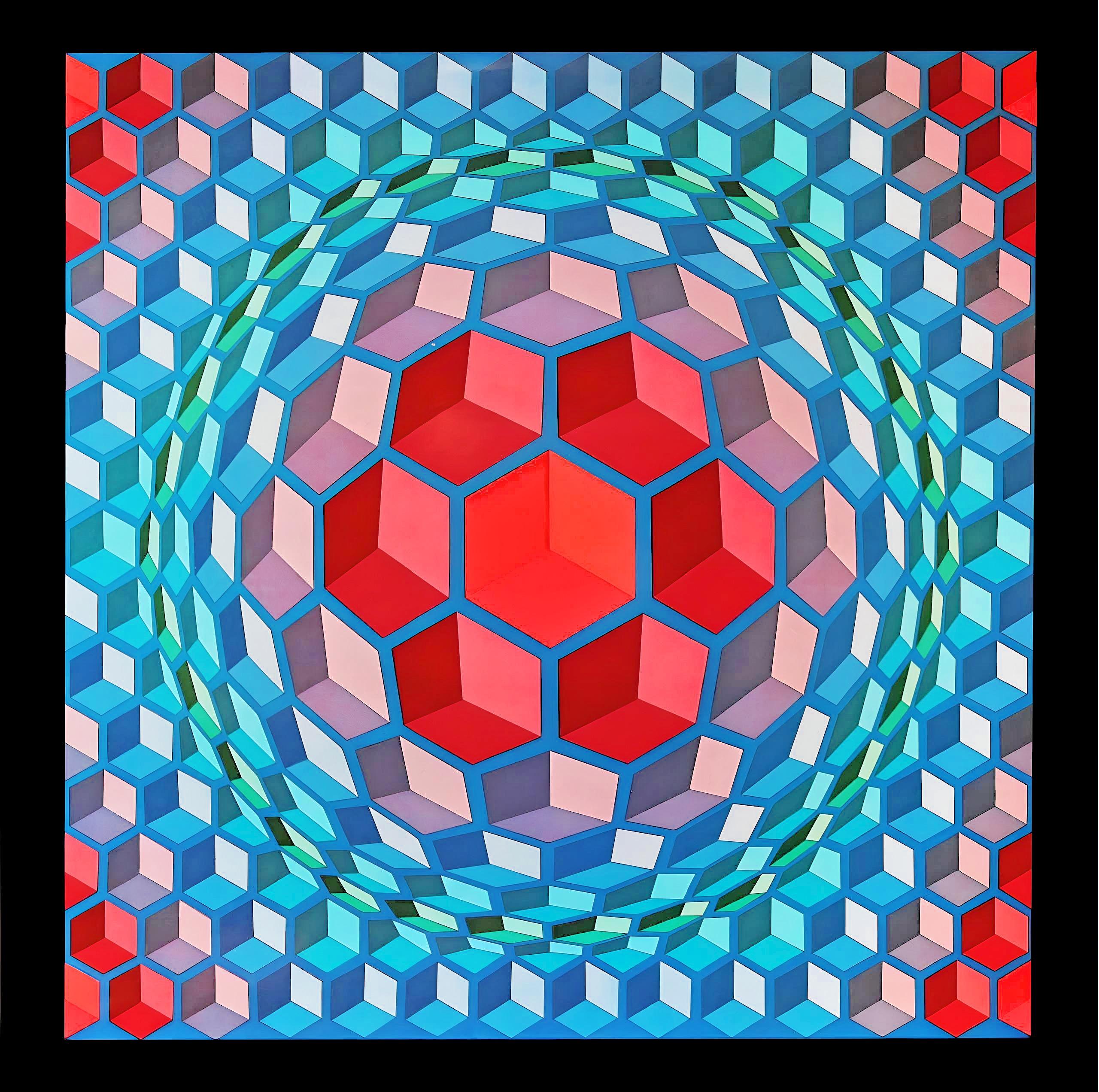Victor Vasarely Abstract Print - Vasarely, Composition, Progressions (after)