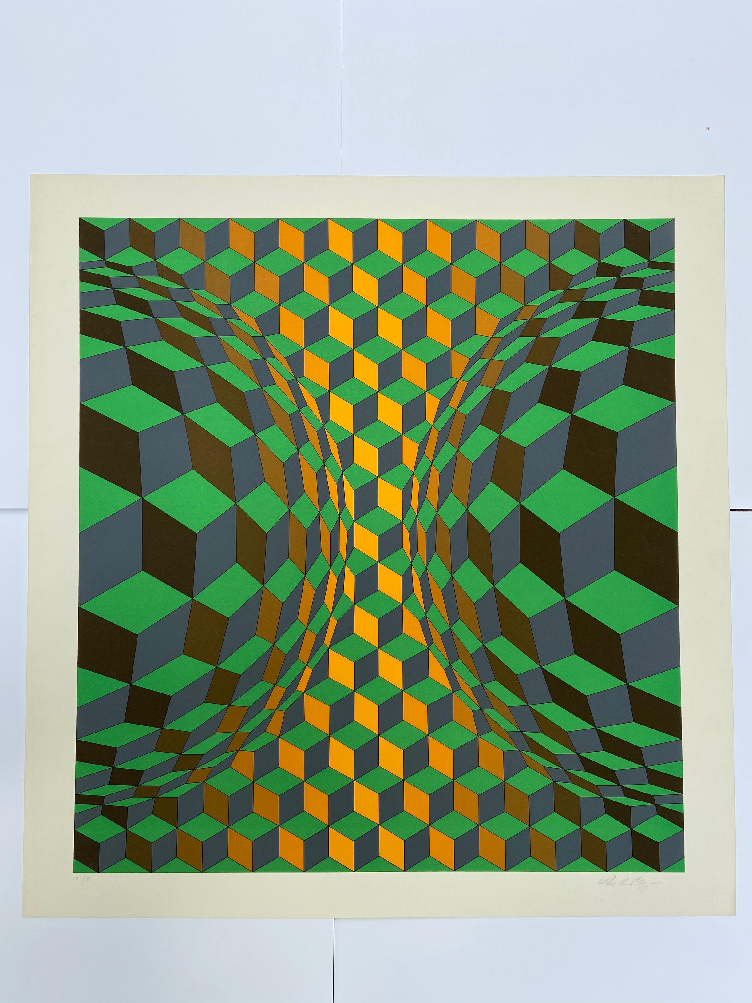 Victor Vasarely Abstract Print - Vasarely - Kinetics 3 - 1965