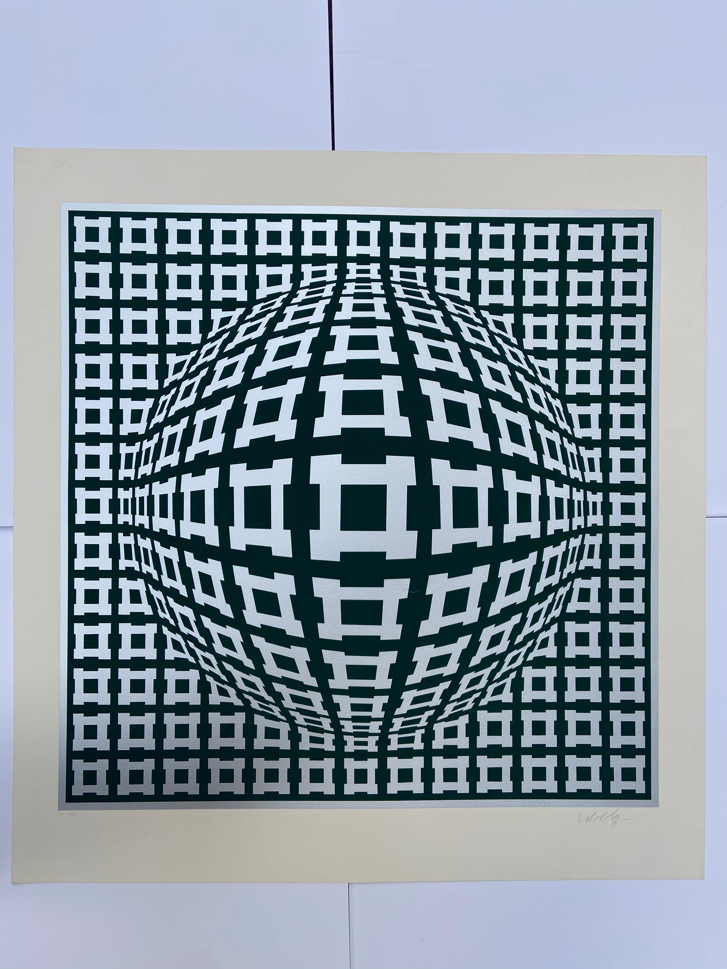 Victor Vasarely Abstract Print - Vasarely - Kinetics 9 - 1965